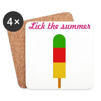 Lécher la glace de cactus d'été - Dessous de verre (lot de 4) - blanc - Devant