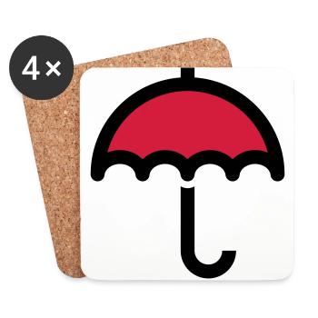 Symbole d'icône parapluie - Dessous de verre (lot de 4) - blanc - Devant