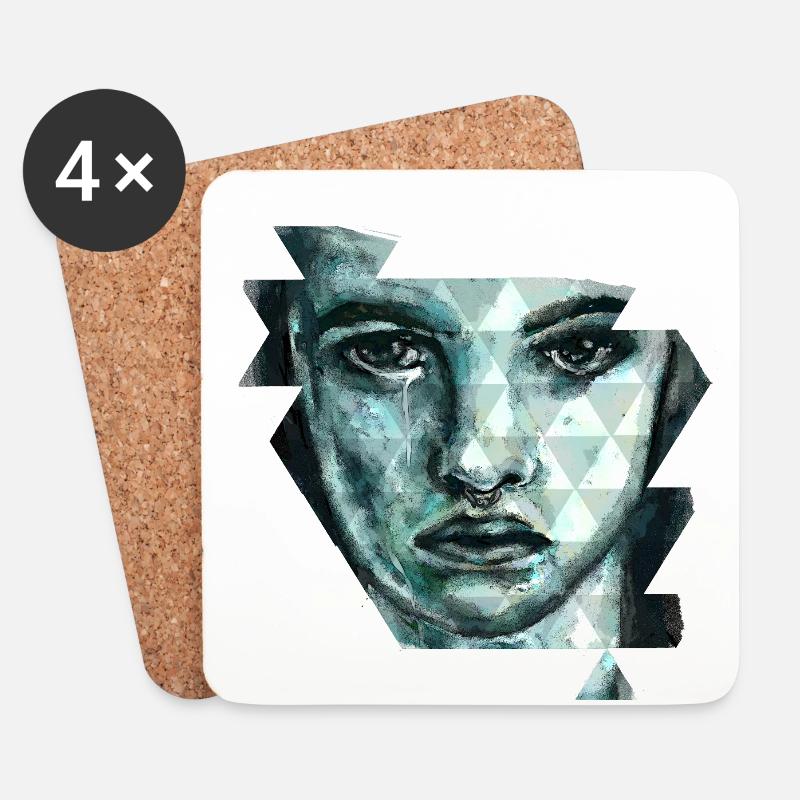 face - Coasters (set of 4) - white