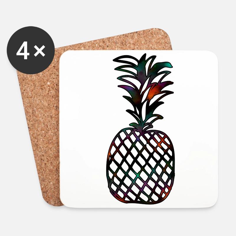 Ananas - Untersetzer (4er-Set) - Weiß
