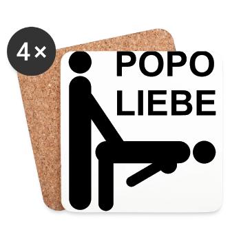 Popo Liebe Sex Anal Doggy Geschenk Idee - Untersetzer (4er-Set) - Weiß - Vorne