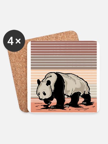 Pandabär - Untersetzer (4er-Set) - Weiß