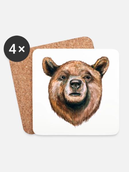 Bär - Untersetzer (4er-Set) - Weiß