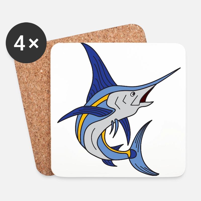 Speerfisch Schwertfisch Marlin Hochseeangeln - Untersetzer (4er-Set) - Weiß