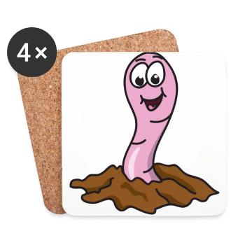 earthworm - Coasters (set of 4) - white - Front