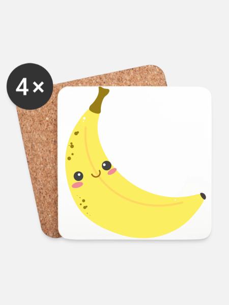 Happy Banane optimal für Kinder - Untersetzer (4er-Set) - Weiß