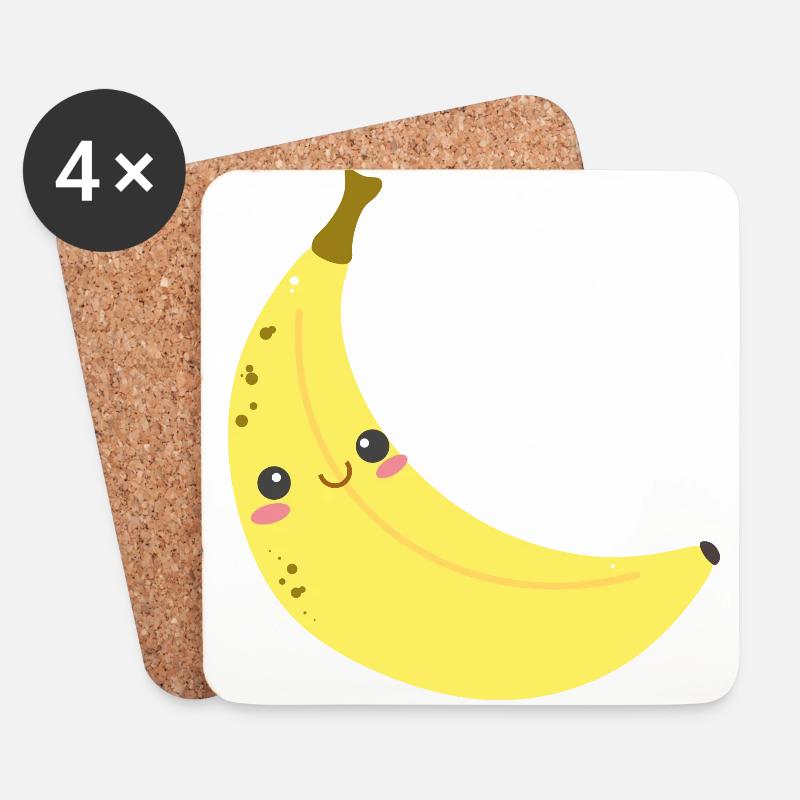 Happy Banane optimal für Kinder - Untersetzer (4er-Set) - Weiß