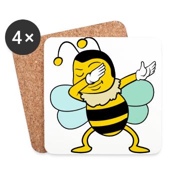 Dabbing Dab Biene - Untersetzer (4er-Set) - Weiß - Vorne
