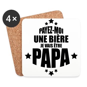 payez-moi une bière je vais être papa - Dessous de verre (lot de 4) - blanc - Devant