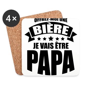 offrez-moi une bière je vais être papa - Dessous de verre (lot de 4) - blanc - Devant