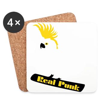 Real Punk - Cacatoès, perroquet, vrai punk, oiseau - Dessous de verre (lot de 4) - blanc - Devant