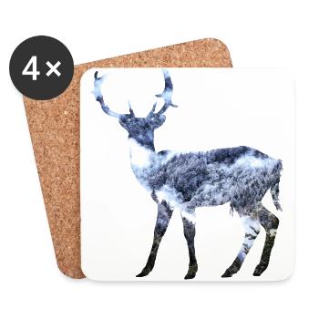 Deer with forest - Coasters (set of 4) - white - Front