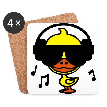 Music Duck (Color) - Coasters (set of 4) - white - Front