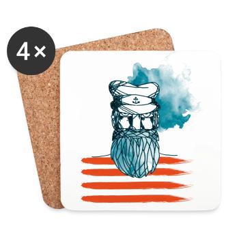 Der alte Seebär - Maritim Serie von AP-Design - Untersetzer (4er-Set) - Weiß - Vorne