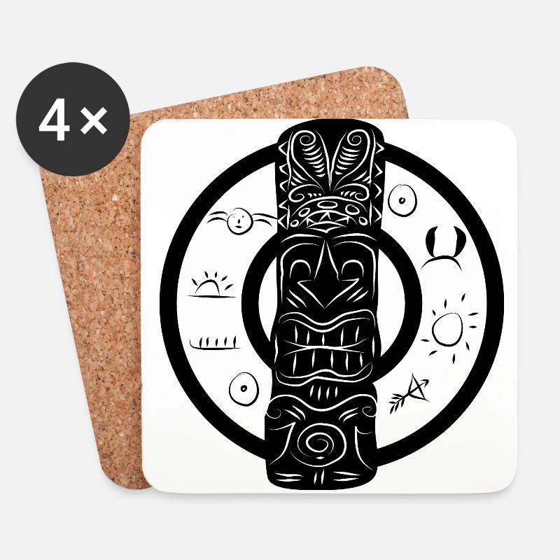 Indianische Maske Häutpling Indianische Zeichen - Untersetzer (4er-Set) - Weiß