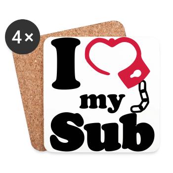 I Love my Sub - Untersetzer (4er-Set) - Weiß - Vorne