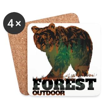 Outdoor Forest- Bear - Coasters (set of 4) - white - Front