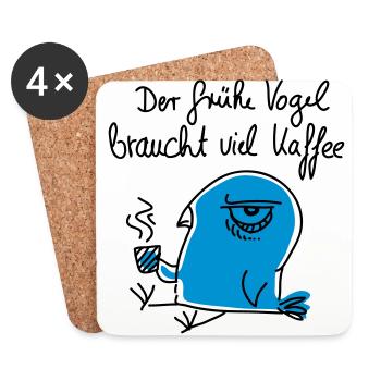The early bird needs a lot of coffee - Coasters (set of 4) - white - Front