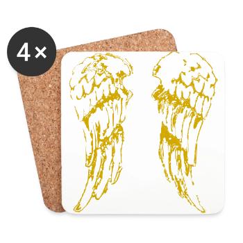 Engelsflügel, Flügel gold - Untersetzer (4er-Set) - Weiß - Vorne