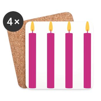 4 Kerzen //vier//vierter Geburtstag //viertes Mal - Untersetzer (4er-Set) - Weiß - Vorne