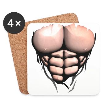 torso muscle bodybuilder body abdominals - Coasters (set of 4) - white - Front