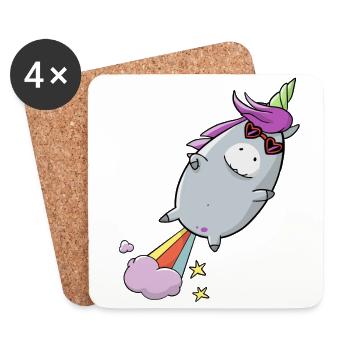 Unicorn with natural propulsion - Coasters (set of 4) - white - Front
