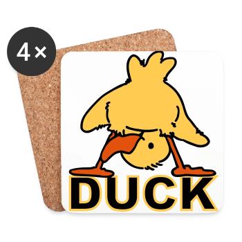 Ducking Duck (3 colors) - Coasters (set of 4) - white - Front