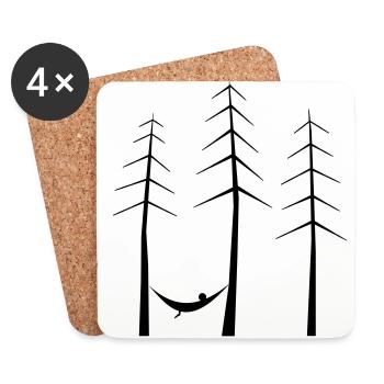 Hamac dans la forêt - Dessous de verre (lot de 4) - blanc - Devant