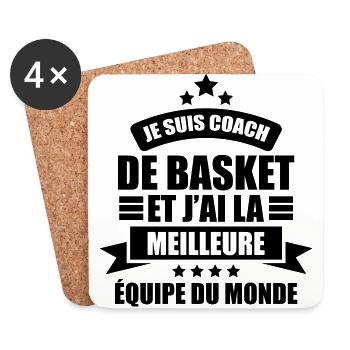 je suis coach de basket j'ai la meilleure équipe - Dessous de verre (lot de 4) - blanc - Devant