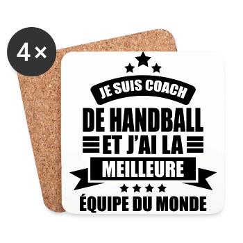je suis coach de handball j'ai la meilleure équipe - Dessous de verre (lot de 4) - blanc - Devant