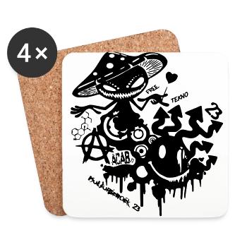 Tekno Recycle - Coasters (set of 4) - white - Front