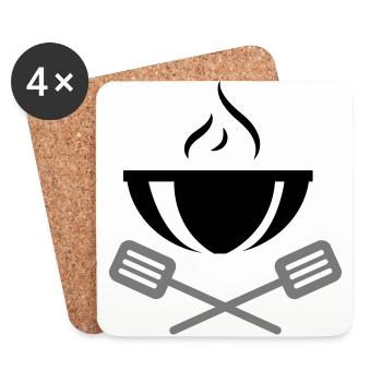 Grilling fire ladle gift barbecue flame - Coasters (set of 4) - white - Front
