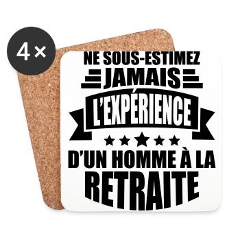 ne sous-estimez jamais expérience homme retraite - Dessous de verre (lot de 4) - blanc - Devant