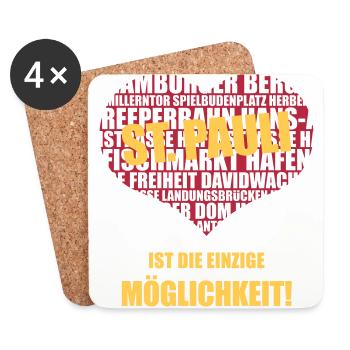 St. Pauli Ist Die Einzige Möglichkeit! (2C) - Untersetzer (4er-Set) - Weiß - Vorne