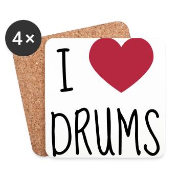 Batterie Batteur Musique Musicien Concert - Dessous de verre (lot de 4) - blanc - Devant