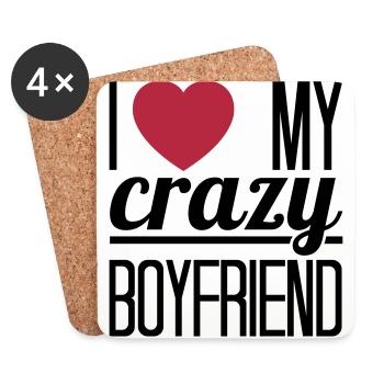 I love my crazy Boyfriend - Dessous de verre (lot de 4) - blanc - Devant