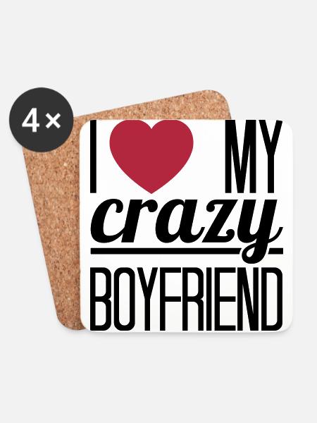 I love my crazy Boyfriend - Untersetzer (4er-Set) - Weiß