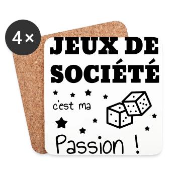 jeu de société / joueur / jouer / geek - Dessous de verre (lot de 4) - blanc - Devant
