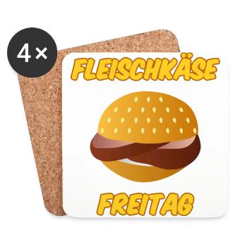 Fleischkäse Freitag Leberkäs Leberkas Brötchen - Untersetzer (4er-Set) - Weiß - Vorne