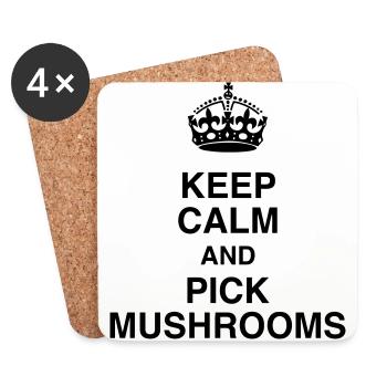 Chasse aux champignons / Champignon / Cueillette - Dessous de verre (lot de 4) - blanc - Devant