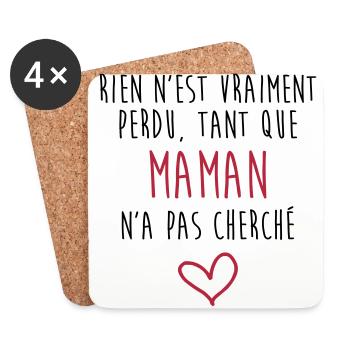 Maman / Fête des Mère / Enfant / Mere / Bébé - Dessous de verre (lot de 4) - blanc - Devant