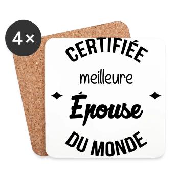 Epoux Mari Mariage Femme Wedding Amour Love - Coasters (set of 4) - white - Front