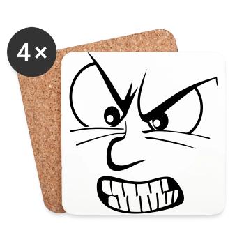 Wut / wütend / Zorn / furious - Untersetzer (4er-Set) - Weiß - Vorne