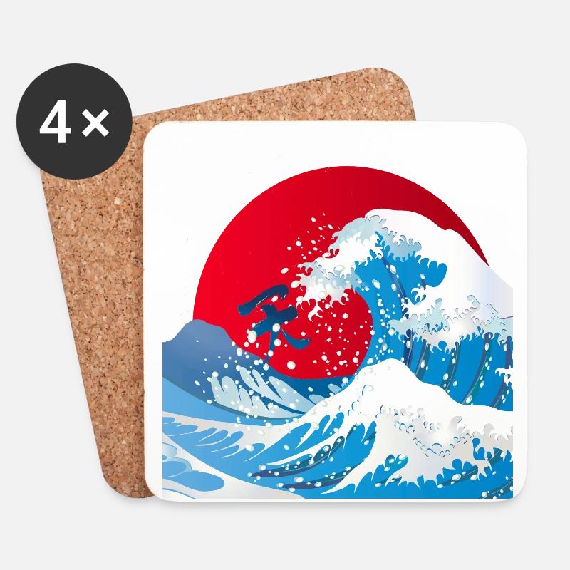 japan wave kanji - Untersetzer (4er-Set) - Weiß