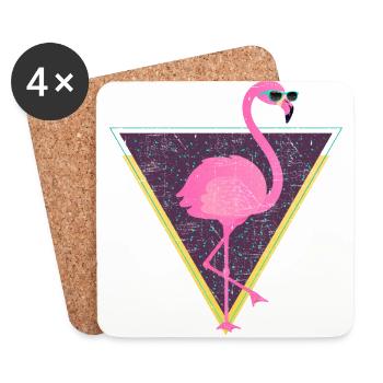 Tropical Flamingo Triangle | 80s Style - Untersetzer (4er-Set) - Weiß - Vorne