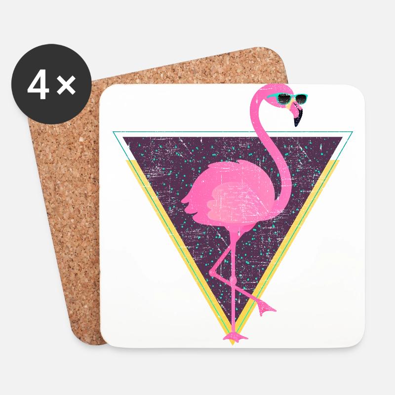 Tropical Flamingo Triangle | 80s Style - Untersetzer (4er-Set) - Weiß