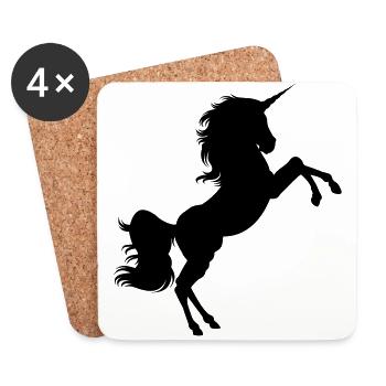 Unicorn / Einhorn Silhouette #3 - Untersetzer (4er-Set) - Weiß - Vorne