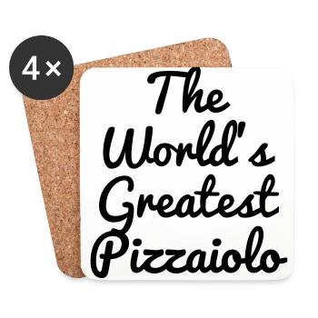 pizza / pizzaiolo / chef / italie / pizzaiola - Dessous de verre (lot de 4) - blanc - Devant