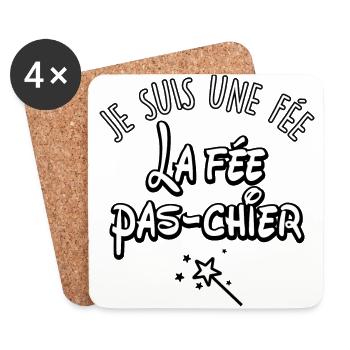 JE SUI UNE FÉE, LA FÉE PAS CHIER - Dessous de verre (lot de 4) - blanc - Devant