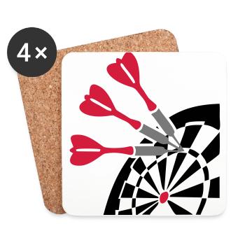 Dart Pfeil Dartscheibe - Untersetzer (4er-Set) - Weiß - Vorne